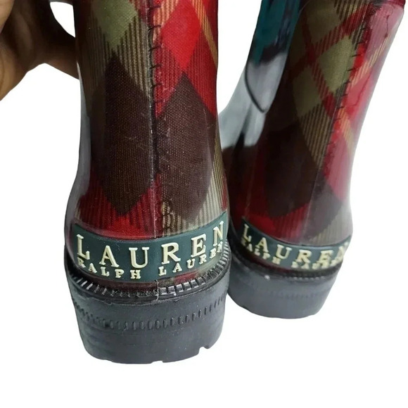 Lauren Ralph Lauren Plaid Rossalyn II Knee High PVC Rain Boots 6B - Picture 11 of 14